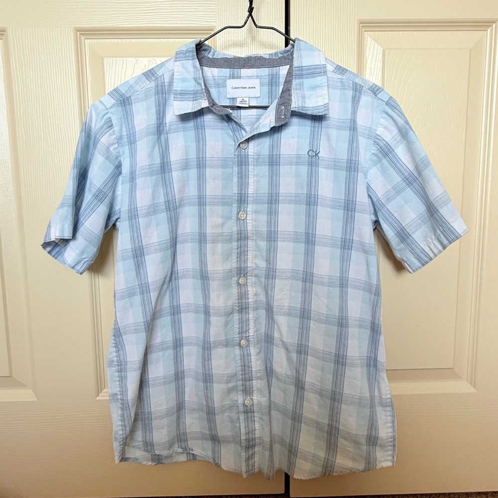 Calvin Klein Jeans Light Blue Plaid Button-Down Shirt